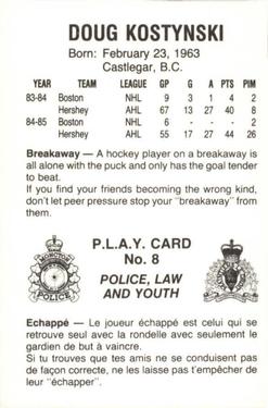 1985-86 Moncton Golden Flames (AHL) Police #8 Doug Kostynski Back