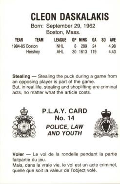 1985-86 Moncton Golden Flames (AHL) Police #14 Cleon Daskalakis Back
