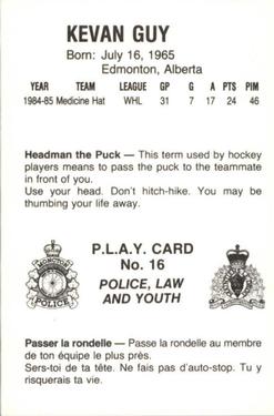 1985-86 Moncton Golden Flames (AHL) Police #16 Kevan Guy Back