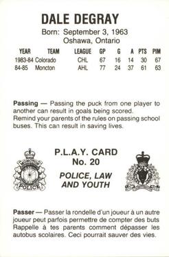 1985-86 Moncton Golden Flames (AHL) Police #20 Dale DeGray Back