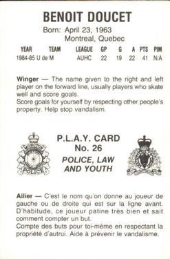 1985-86 Moncton Golden Flames (AHL) Police #26 Benoit Doucet Back