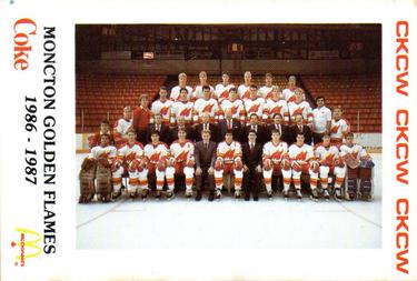 1986-87 Moncton Golden Flames (AHL) Police #9 Team Photo Front