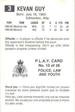 1986-87 Moncton Golden Flames (AHL) Police #10 Kevan Guy Back