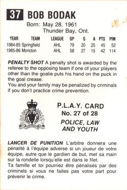 1986-87 Moncton Golden Flames (AHL) Police #27 Bob Bodak Back