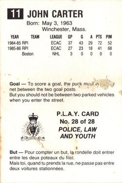 1986-87 Moncton Golden Flames (AHL) Police #28 John Carter Back