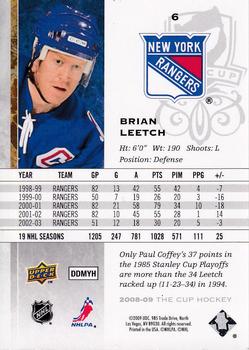 2008-09 Upper Deck The Cup #6 Brian Leetch Back