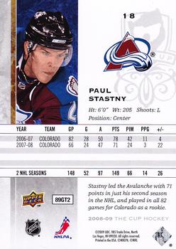 2008-09 Upper Deck The Cup #18 Paul Stastny Back