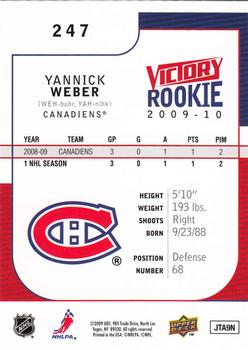 2009-10 Upper Deck Victory #247 Yannick Weber Back