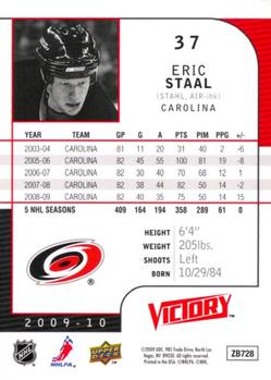 2009-10 Upper Deck Victory #37 Eric Staal Back