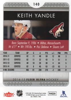 2014-15 Ultra #140 Keith Yandle Back