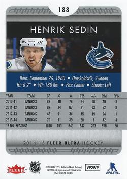 2014-15 Ultra #188 Henrik Sedin Back