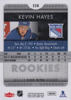 2014-15 Ultra #RR228 Kevin Hayes Back