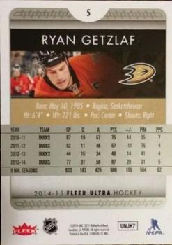 2014-15 Ultra #5b Ryan Getzlaf Back