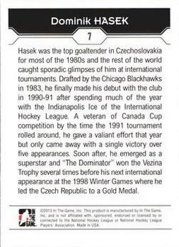 2013-14 In The Game Decades 1990s - Gold #7 Dominik Hasek Back