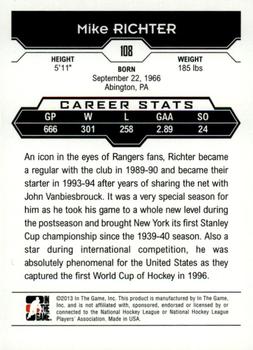 2013-14 In The Game Decades 1990s - Gold #108 Mike Richter Back