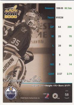 1999-00 Pacific Aurora #58 Tommy Salo Back
