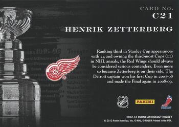2012-13 Panini Rookie Anthology - Cup Contenders #C21 Henrik Zetterberg Back