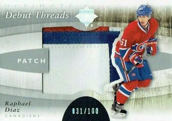 2011-12 Upper Deck Ultimate Collection - Debut Threads Patches #DT-RD Raphael Diaz Front