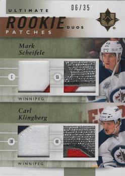 2011-12 Upper Deck Ultimate Collection - Ultimate Rookie Patches Duos #URJ2-KS Carl Klingberg / Mark Scheifele Front