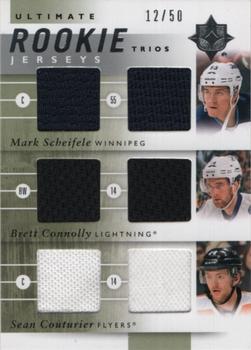 2011-12 Upper Deck Ultimate Collection - Ultimate Rookie Patches Trios #URJ3-CANF Brett Connolly / Mark Scheifele / Sean Couturier Front
