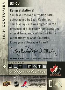 2011-12 Upper Deck Ultimate Collection - Ultimate Signatures #US-CU Sean Couturier Back