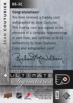 2011-12 Upper Deck Ultimate Collection - Ultimate Signatures #US-SC Sean Couturier Back