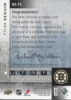 2011-12 Upper Deck Ultimate Collection - Ultimate Signatures #US-TS Tyler Seguin Back