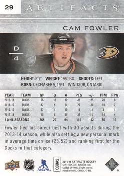 2014-15 Upper Deck Artifacts #29 Cam Fowler Back