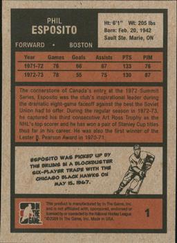 2009-10 In The Game 1972 The Year In Hockey #1 Phil Esposito Back