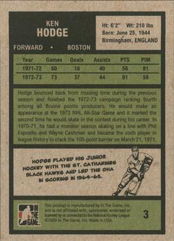 2009-10 In The Game 1972 The Year In Hockey #3 Ken Hodge Back