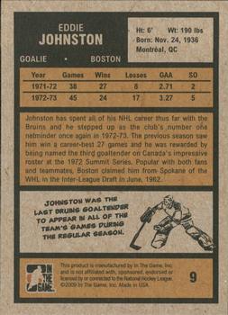 2009-10 In The Game 1972 The Year In Hockey #9 Eddie Johnston Back