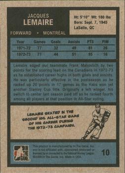 2009-10 In The Game 1972 The Year In Hockey #10 Jacques Lemaire Back