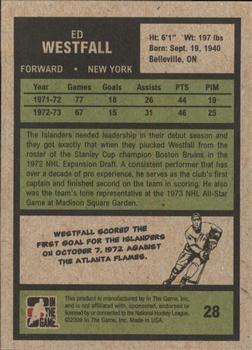 2009-10 In The Game 1972 The Year In Hockey #28 Ed Westfall Back