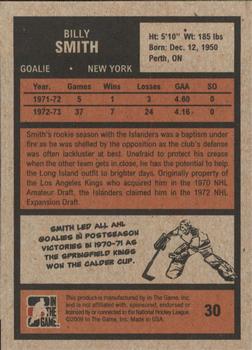 2009-10 In The Game 1972 The Year In Hockey #30 Billy Smith Back