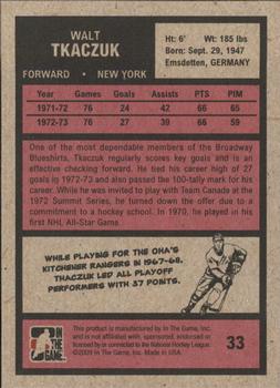 2009-10 In The Game 1972 The Year In Hockey #33 Walt Tkaczuk Back