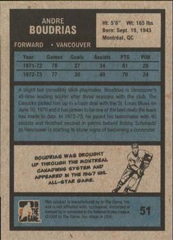 2009-10 In The Game 1972 The Year In Hockey #51 Andre Boudrias Back