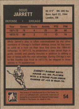2009-10 In The Game 1972 The Year In Hockey #54 Doug Jarrett Back
