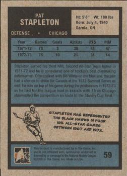 2009-10 In The Game 1972 The Year In Hockey #59 Pat Stapleton Back