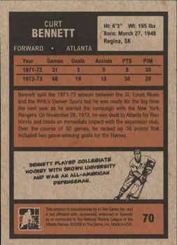 2009-10 In The Game 1972 The Year In Hockey #70 Curt Bennett Back