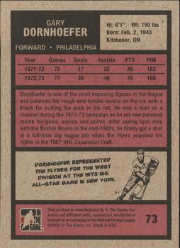 2009-10 In The Game 1972 The Year In Hockey #73 Gary Dornhoefer Back