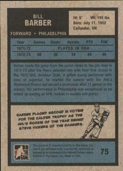 2009-10 In The Game 1972 The Year In Hockey #75 Bill Barber Back