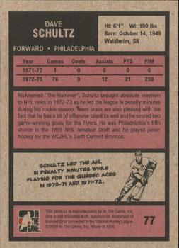 2009-10 In The Game 1972 The Year In Hockey #77 Dave Schultz Back