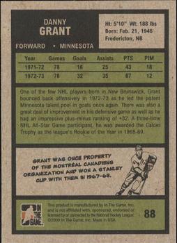 2009-10 In The Game 1972 The Year In Hockey #88 Danny Grant Back