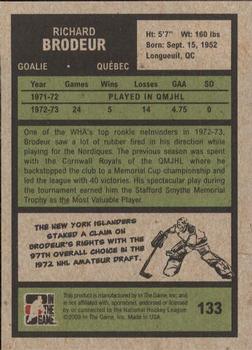 2009-10 In The Game 1972 The Year In Hockey #133 Richard Brodeur Back