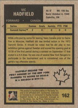2009-10 In The Game 1972 The Year In Hockey #162 Vic Hadfield Back