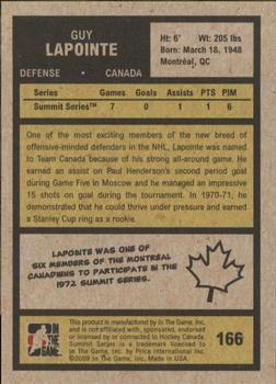 2009-10 In The Game 1972 The Year In Hockey #166 Guy Lapointe Back