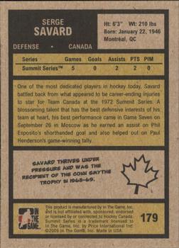 2009-10 In The Game 1972 The Year In Hockey #179 Serge Savard Back