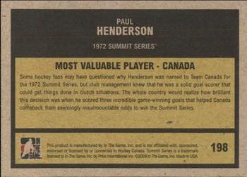 2009-10 In The Game 1972 The Year In Hockey #198 Paul Henderson Back