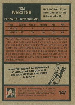 2009-10 In The Game 1972 The Year In Hockey #147 Tom Webster Back