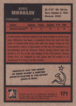 2009-10 In The Game 1972 The Year In Hockey #171 Boris Mikhailov Back